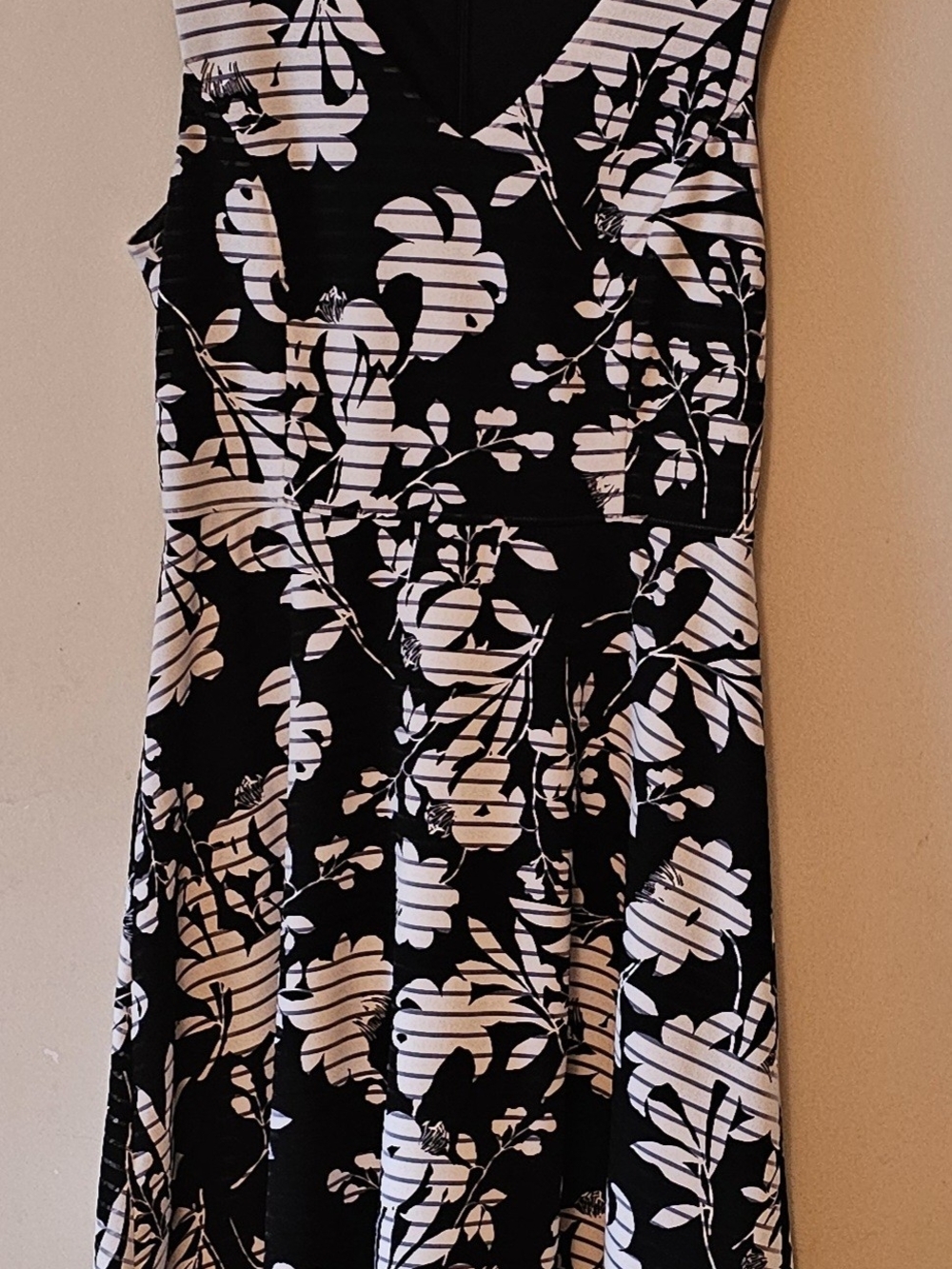 Tommy Hilfiger Black and White Floral Fit-and-Flare Dress